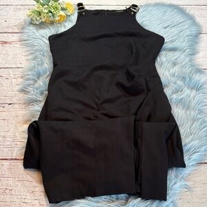 Lauren Ralph Lauren Black Label Sheath Buckle Strap Slit Black Dress sz 6